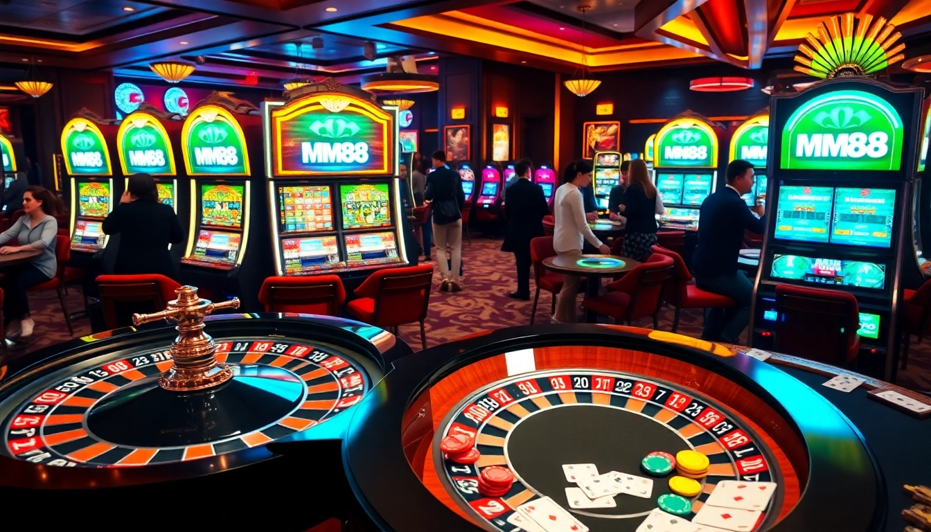 Experience the excitement at MM88 Casino with vibrant slot machines and poker tables.