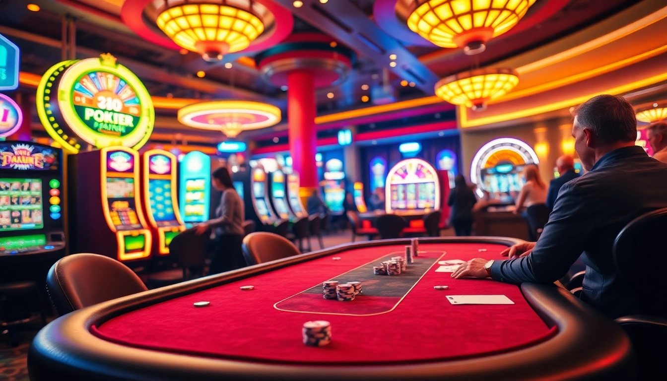 Experience the thrill of gambling at bj66 with vibrant casino tables and excited players.